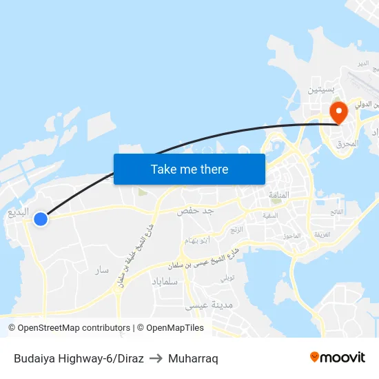 Budaiya Highway-6/Diraz to Muharraq map