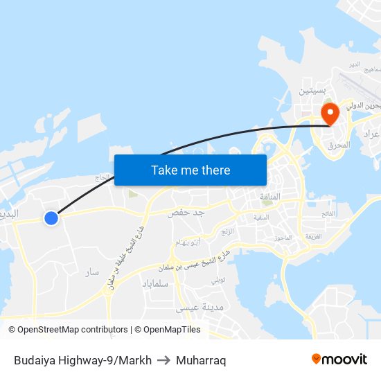 Budaiya Highway-9/Markh to Muharraq map