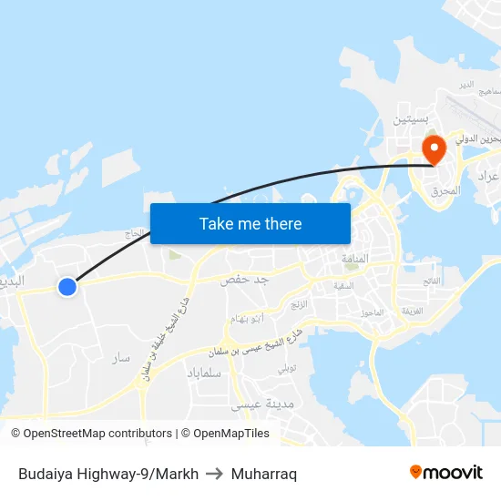 Budaiya Highway-9/Markh to Muharraq map