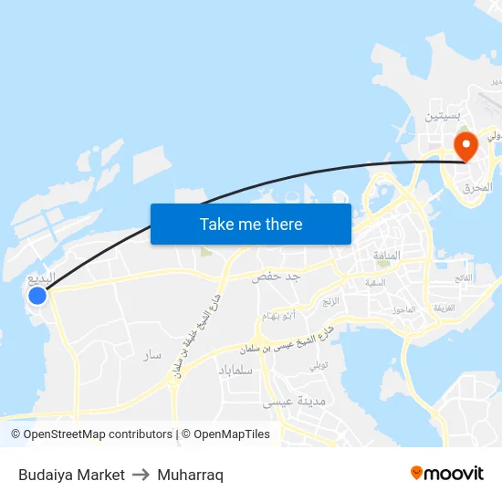 Budaiya Market to Muharraq map