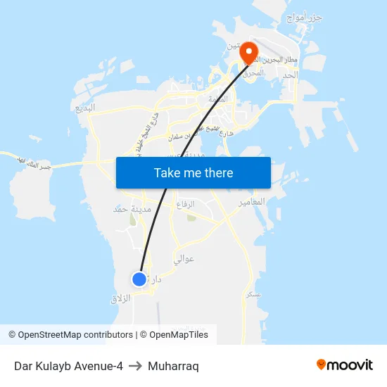 Dar Kulayb Avenue-4 to Muharraq map