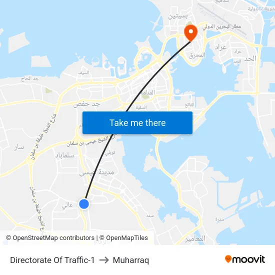 Directorate Of Traffic-1 to Muharraq map