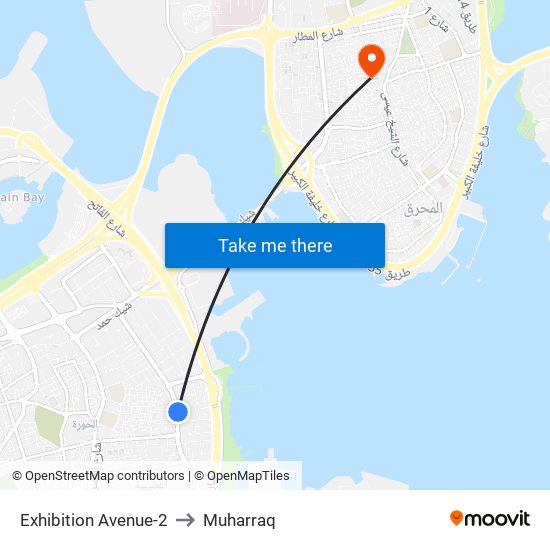 Exhibition Avenue-2 to Muharraq map