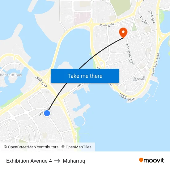 Exhibition Avenue-4 to Muharraq map