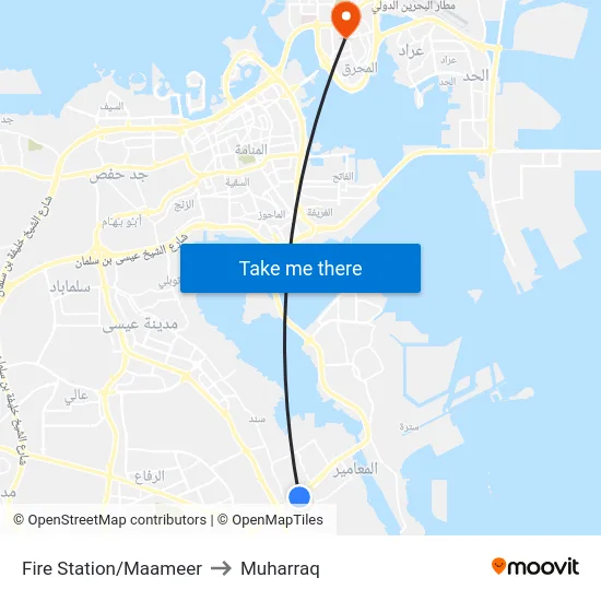 Fire Station/Maameer to Muharraq map