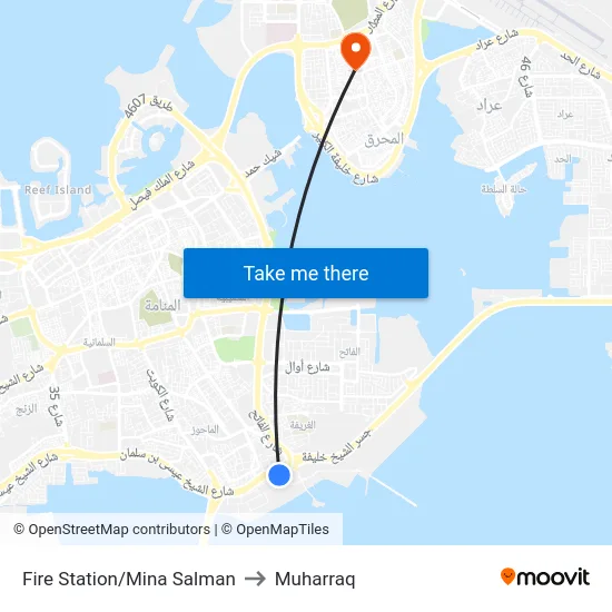 Fire Station/Mina Salman to Muharraq map