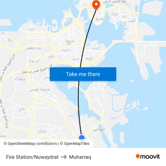 Fire Station/Nuwaydrat to Muharraq map