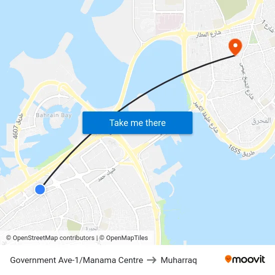 Government Avenue-1/Manama Centre to Muharraq map