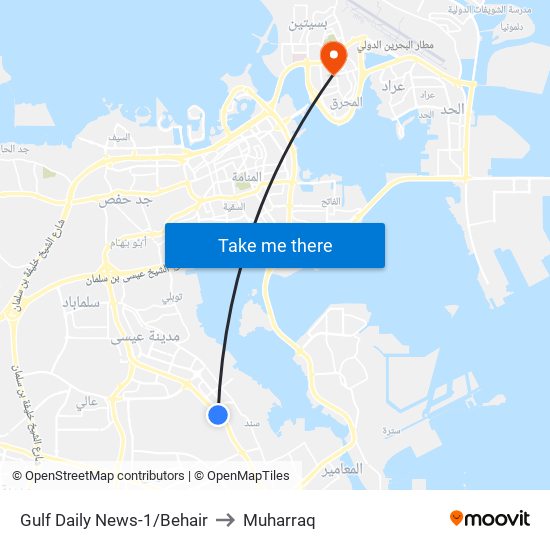 Gulf Daily News-1/Behair to Muharraq map