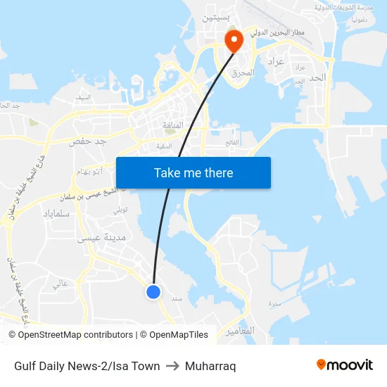 Gulf Daily News-2/Isa Town to Muharraq map