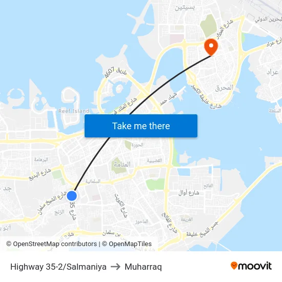 Highway 35-2/Salmaniya to Muharraq map