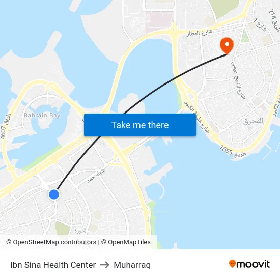 Ibn Sina Health Center to Muharraq map