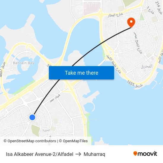 Isa Alkabeer Avenue-2/Alfadel to Muharraq map