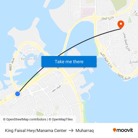 King Faisal Hwy/Manama Center to Muharraq map