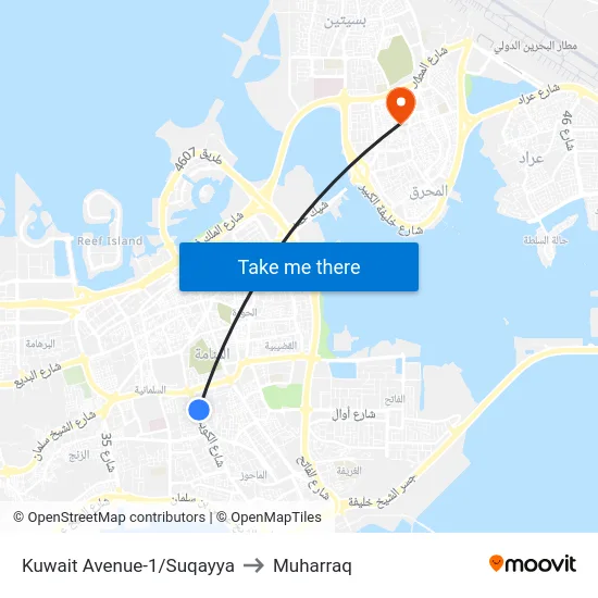 Kuwait Avenue-1/Suqayya to Muharraq map