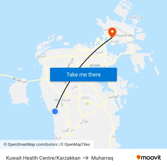 Kuwait Health Centre/Karzakkan to Muharraq map