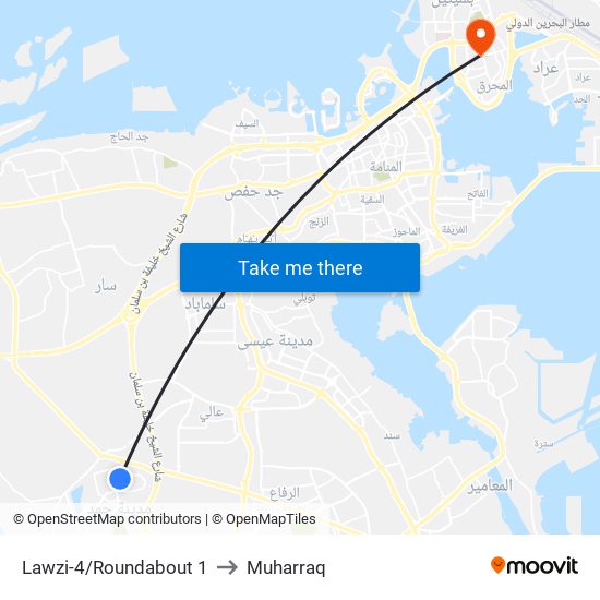 Lawzi-4/Roundabout 1 to Muharraq map