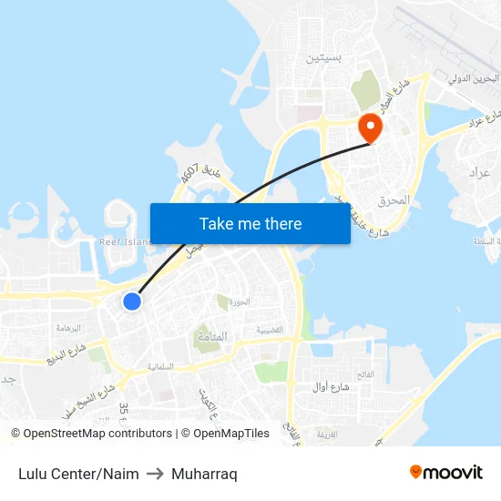 Lulu Center/Naim to Muharraq map