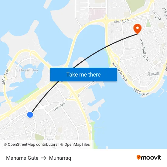 Manama Gate to Muharraq map