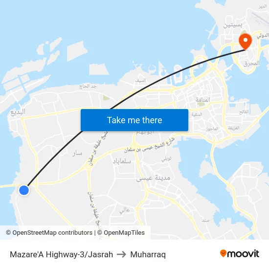 Mazare'A Highway-3/Jasrah to Muharraq map