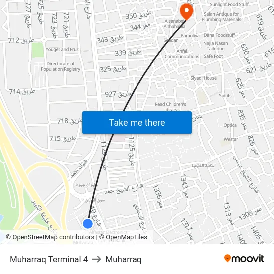 Muharraq Terminal 4 to Muharraq map