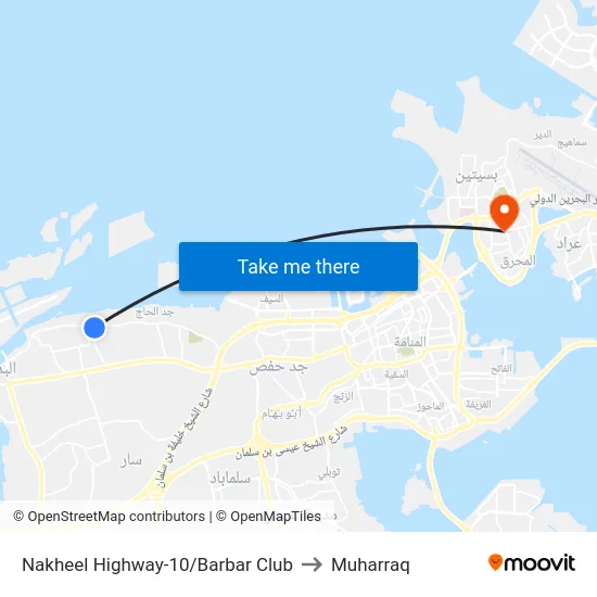 Nakheel Highway-10/Barbar Club to Muharraq map