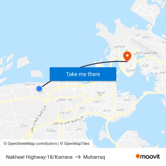 Nakheel Highway-18/Karrana to Muharraq map