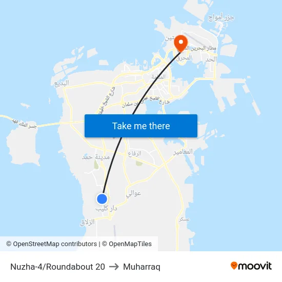 Nuzha-4/Roundabout 20 to Muharraq map