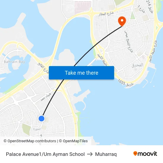 Palace Avenue1/Um Ayman School to Muharraq map