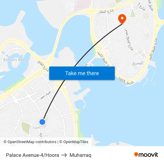 Palace Avenue-4/Hoora to Muharraq map