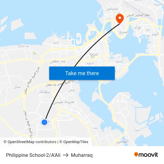 Philippine School-2/A'Ali to Muharraq map