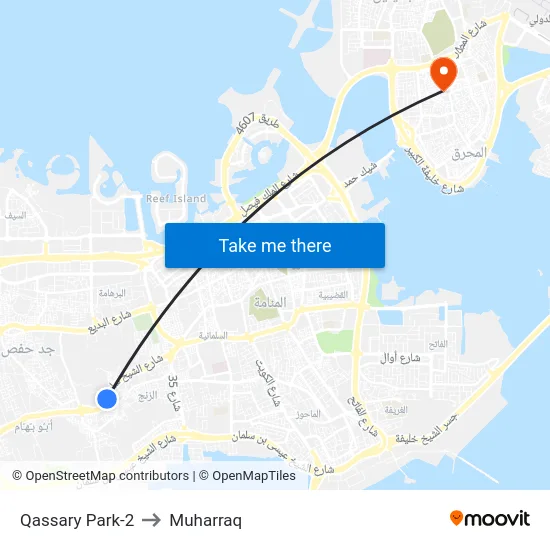 Qassary Park-2 to Muharraq map