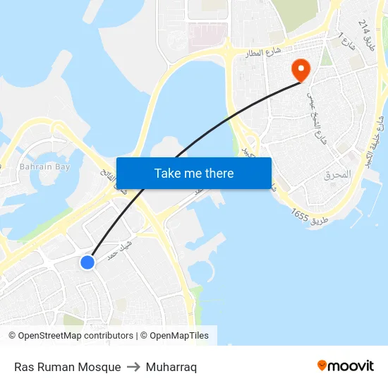Ras Ruman Mosque to Muharraq map
