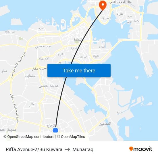 Riffa Avenue-2/Bu Kuwara to Muharraq map