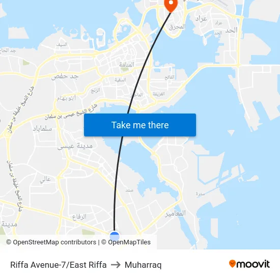 Riffa Avenue-7/East Riffa to Muharraq map