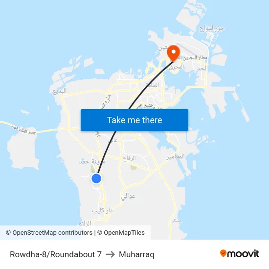 Rowdha-8/Roundabout 7 to Muharraq map