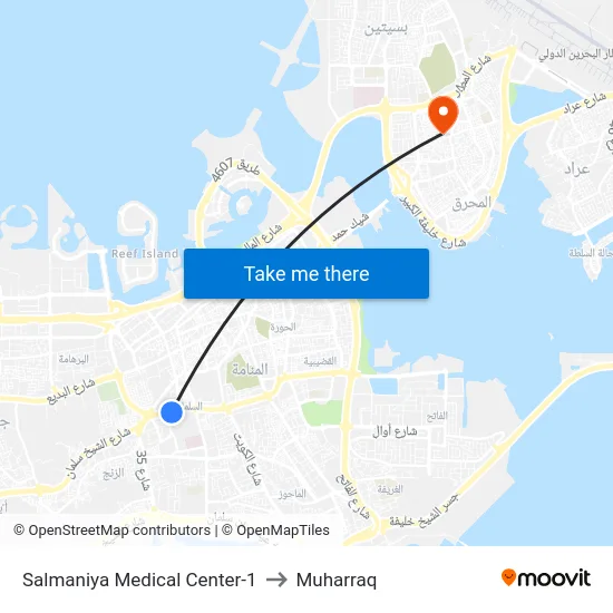 Salmaniya Medical Center-1 to Muharraq map