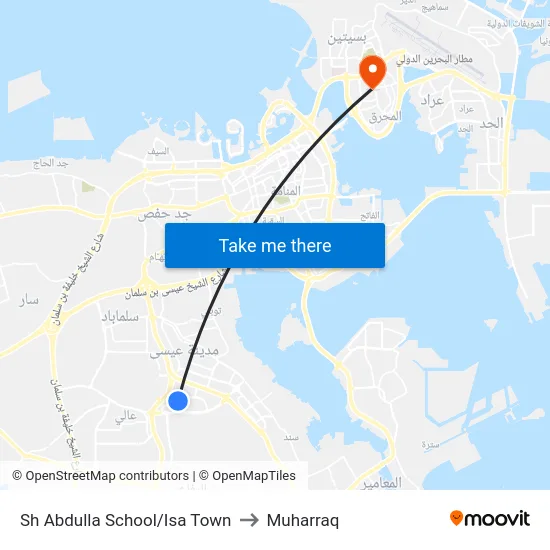 Sheikh Abdulla School/Isa Town to Muharraq map
