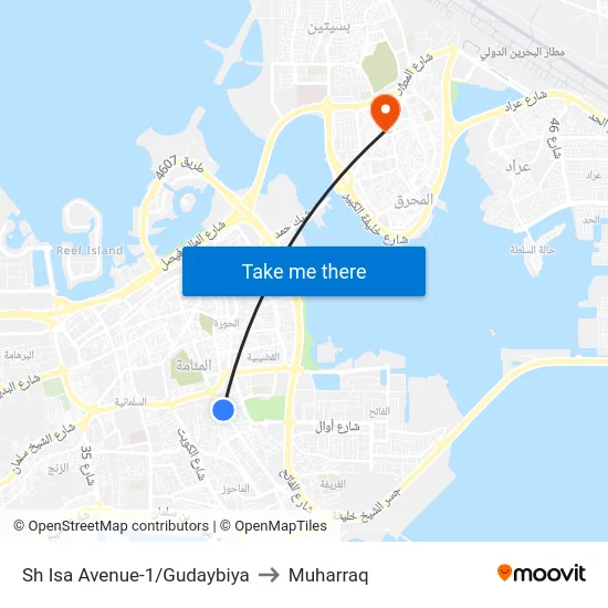 Sh Isa Avenue-1/Gudaybiya to Muharraq map