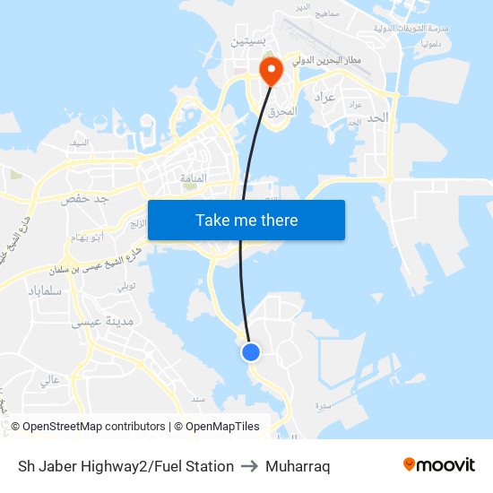 Sh Jaber Highway2/Fuel Station to Muharraq map