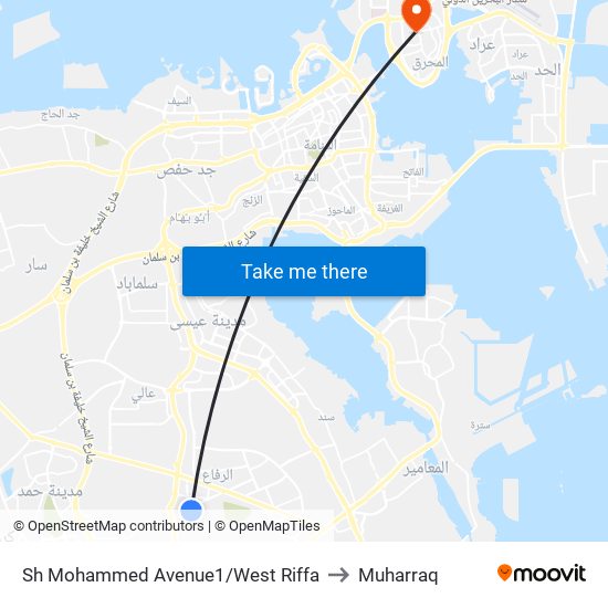 Sh Mohammed Avenue1/West Riffa to Muharraq map