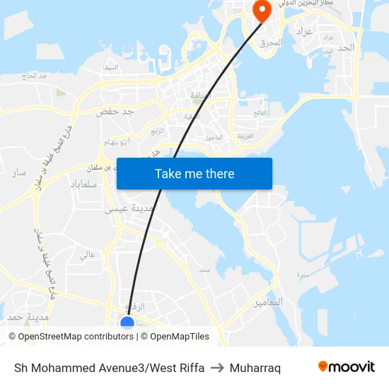 Sh Mohammed Avenue3/West Riffa to Muharraq map