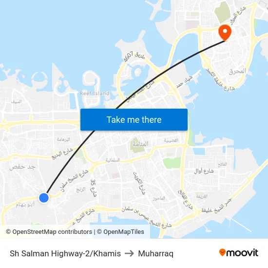 Sh Salman Highway-2/Khamis to Muharraq map