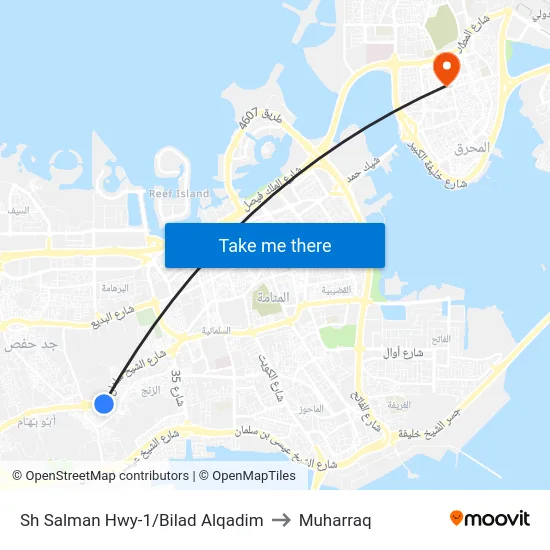 Sh Salman Hwy-1/Bilad Alqadim to Muharraq map