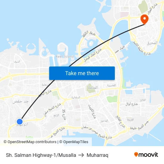 Sh. Salman Highway-1/Musalla to Muharraq map