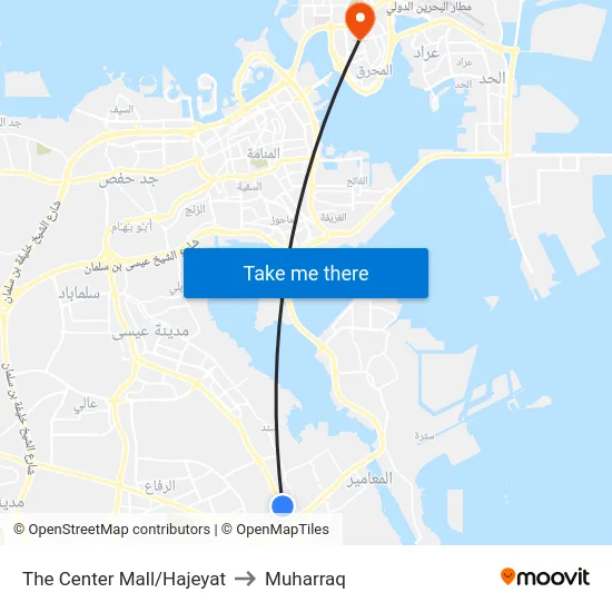 The Center Mall/Hajeyat to Muharraq map