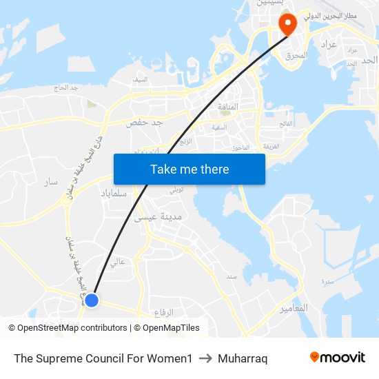 The Supreme Council For Women1 to Muharraq map