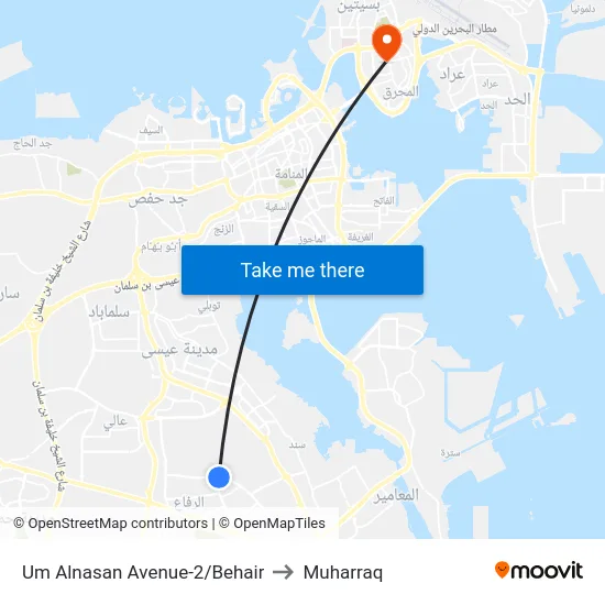 Um Alnasan Avenue-2/Behair to Muharraq map