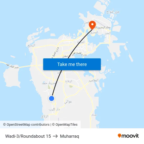 Wadi-3/Roundabout 15 to Muharraq map