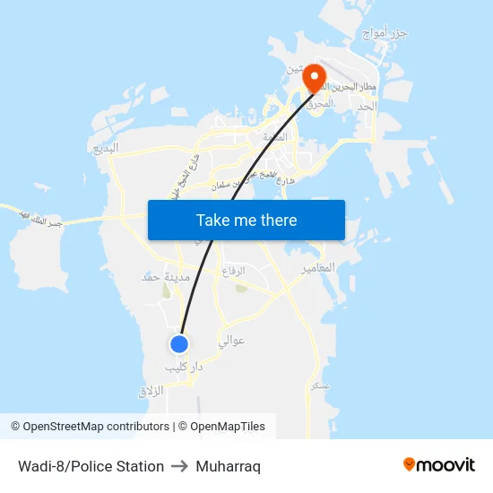 Wadi-8/Police Station to Muharraq map